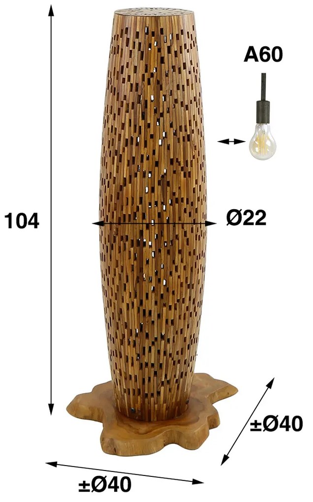 Houten Vloerlamp Teak Small