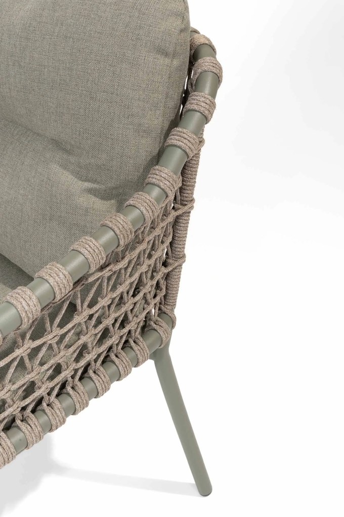 4 Seasons Outdoor Jura tuinset olijfgroen met Montana tafel met keramisch terrazzo blad 240 x 103 cm  Tuinset    taupe weerbestendig