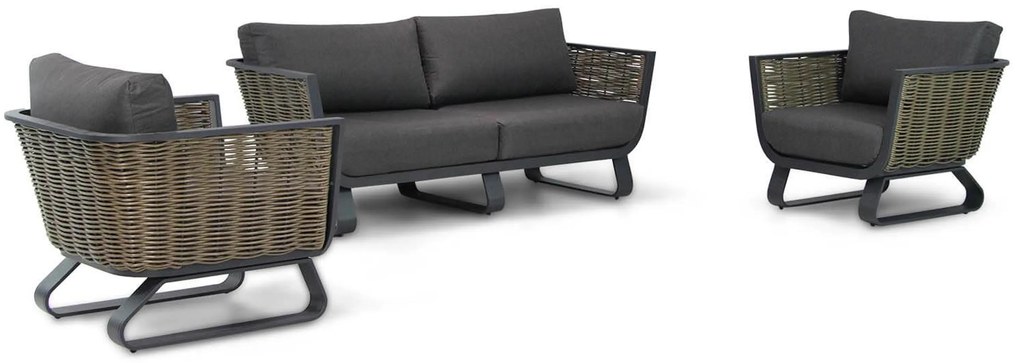 Stoel en Bank Loungeset 4 personen Aluminium/wicker Grijs Santika Furniture Santika Tika
