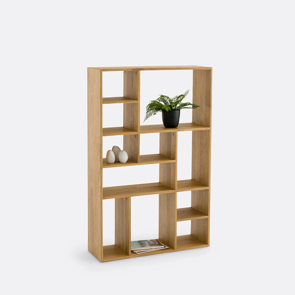 Asymmetrische boekenkast, gebeitst eiken, RYMO