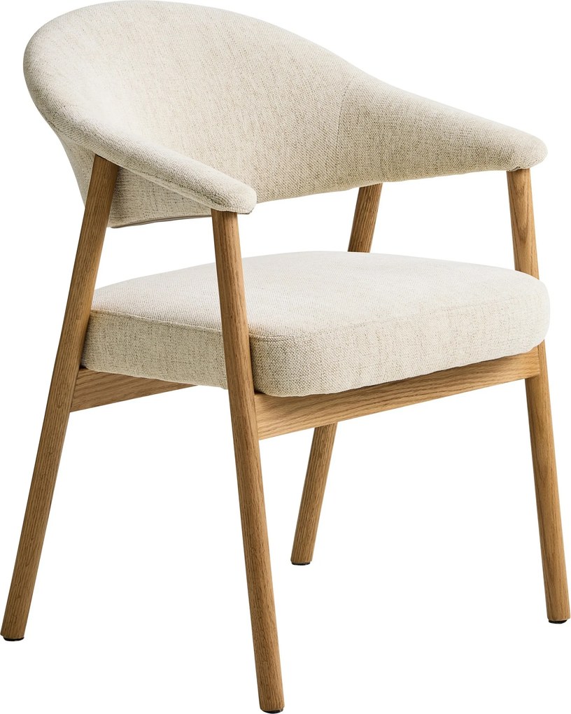 GARDA crème beige (stof Harmony 110) / natuurlijk eiken - GESTOFFEERDE STOEL VOOR WOONKAMER/EETKAMER