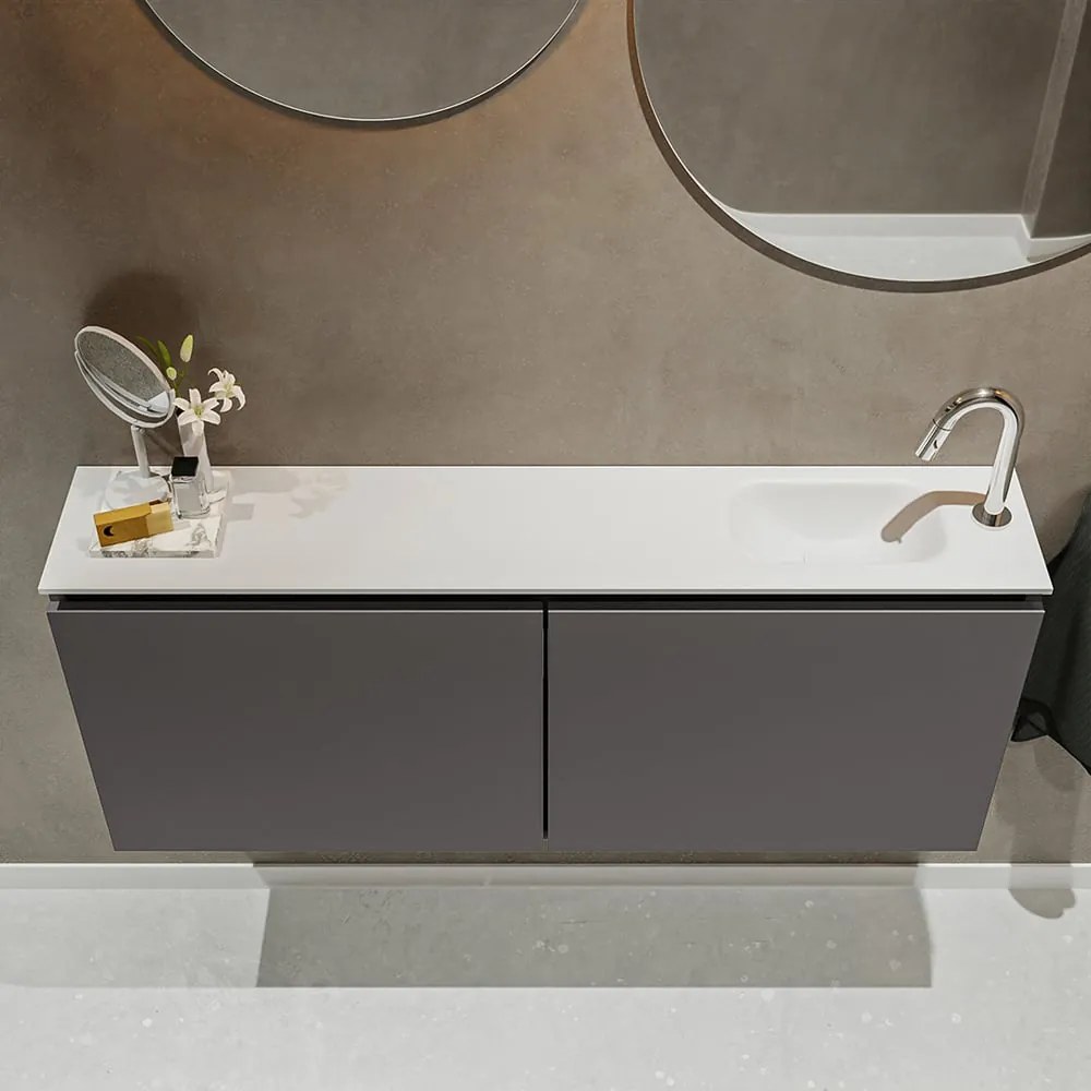 Mondiaz Ture 120cm toiletmeubel dark grey met wastafel talc rechts 1 kraangat