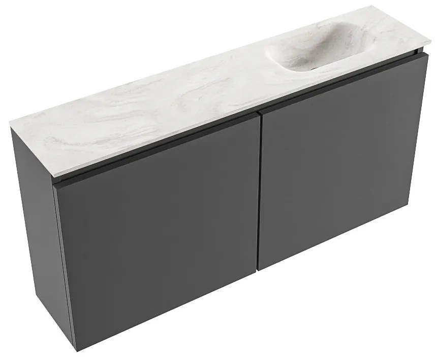 Mondiaz Ture DLux toiletmeubel 100cm dark grey met wastafel ostra rechts met kraangat