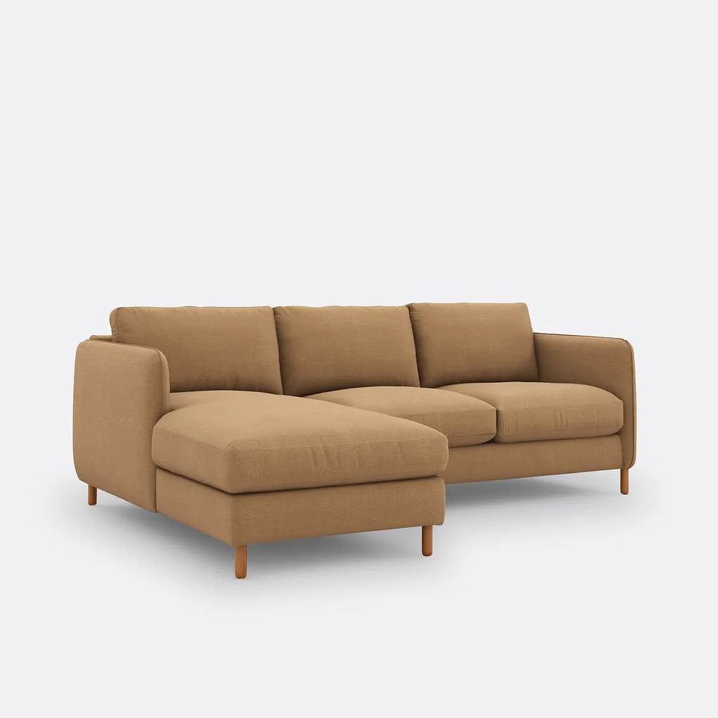 Hoekbank links, converteerbaar, 4 zits, in polyester, LOMÉO