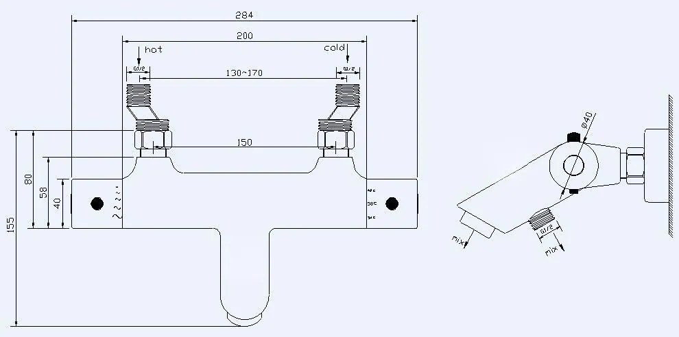 Mueller Round thermostatische badkraan geborsteld staal