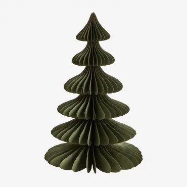 Navira Papieren Kerstbomen Set Van 3 ↑45 Cm & Groen Pesto Met Gouden Rand - Sklum