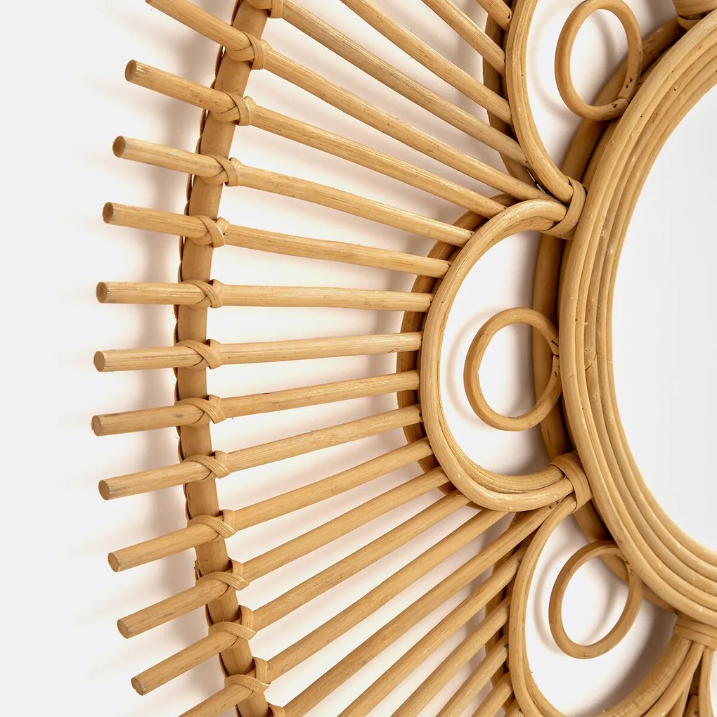 Ronde spiegel in rotan, bloemvormingØ90 cm, Nogu