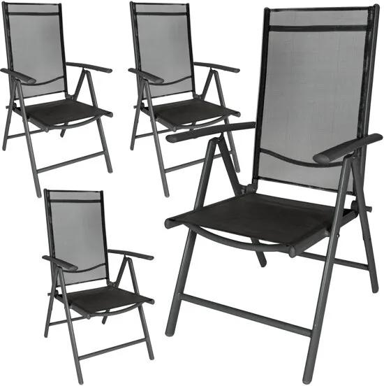 4x aluminium tuinstoel / tuin stoel antraciet - zwart 401634