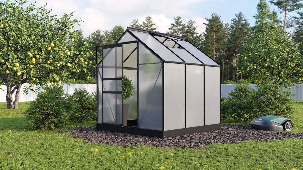 Vitavia Planet serre - 3,8m² - met 6 mm polycarbonaat - Zwart