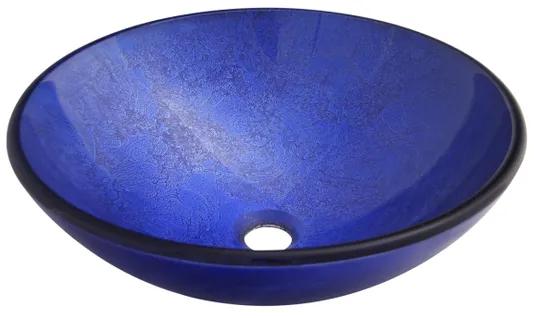 Saniclass Pesca Dark Blue Waskom - 42x42x14.5cm - rond - gehard glas - donker blauw BMGS-L0077