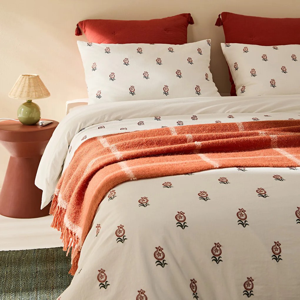 Dekbedovertrek in geborduurd vintage katoen, Anda