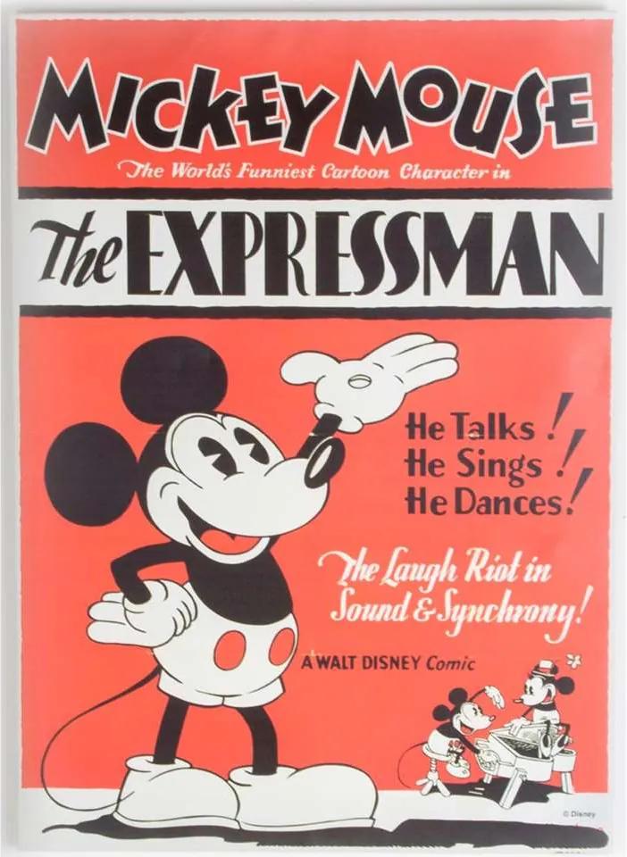Disney canvas schilderij Mickey The Expressman - rood - 40x50 cm - Leen Bakker