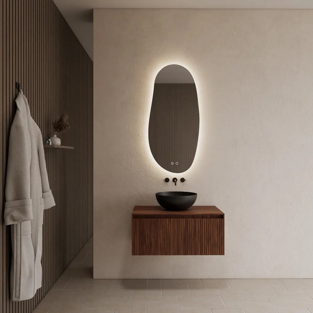 Gliss Design Timotheus badmeubel met ribbelfront 80cm walnut
