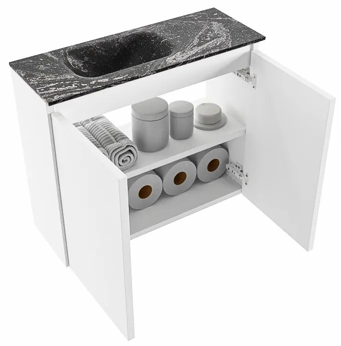 Mondiaz Ture DLux toiletmeubel 60cm talc met wastafel lava links zonder kraangat