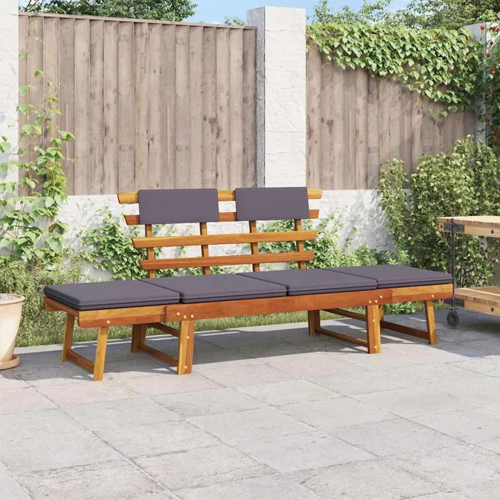 vidaXL Ligbed met kussen 2-in-1 190 cm massief acaciahout