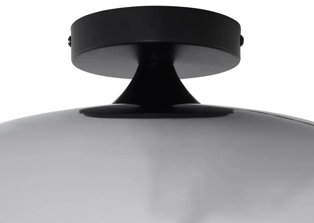 Art Deco plafondlamp zwart met smoke glas 40cm - Busa Art Deco E27 rond Binnenverlichting Lamp