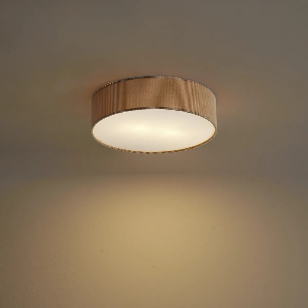Moderne plafondlamp taupe met velours kap 38cm 2-lichts - Luz