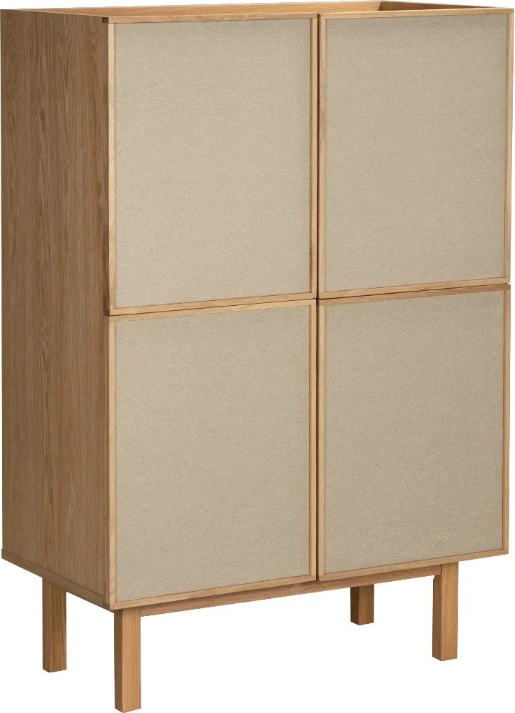 Eiken Wandkast Met Stoffen Deuren - 80x40x120cm.