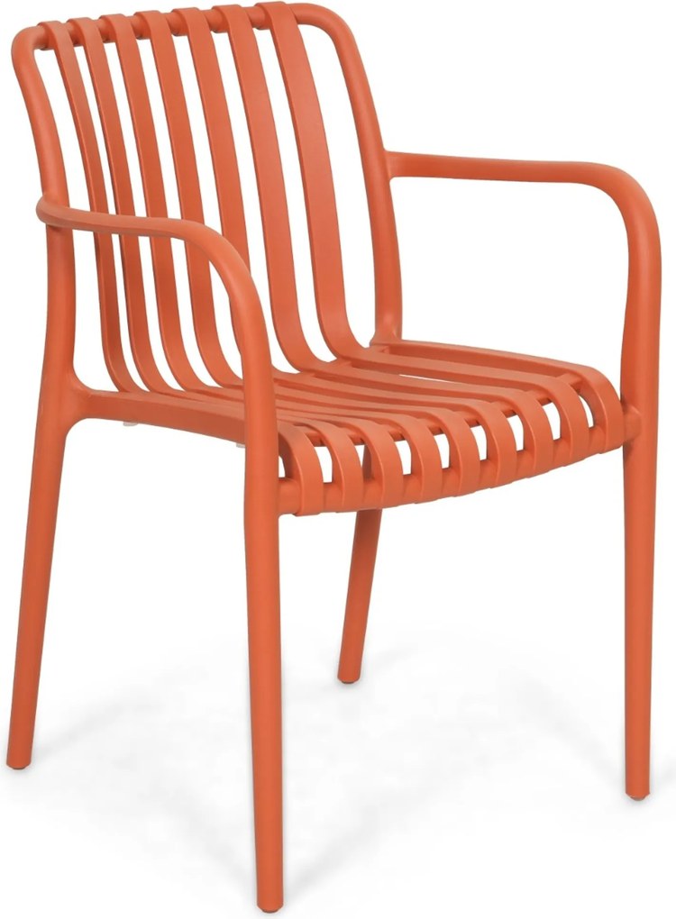 Tuinset Ronde Tuintafel 6 personen 160 cm Kunststof Oranje Domani Furniture Alba/Sand