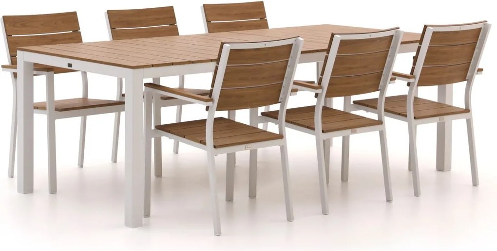 Diningset Bellagio  | 6 personen polywood | Tuinset stapelbaar | 7-delig | Kees Smit Tuinmeubelen