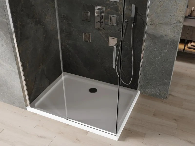 Mexen Omega schuifdouchecabine 100 x 90 cm, grafiet, chroom + Flat douchebak, wit - 825-100-090-01-40-4010