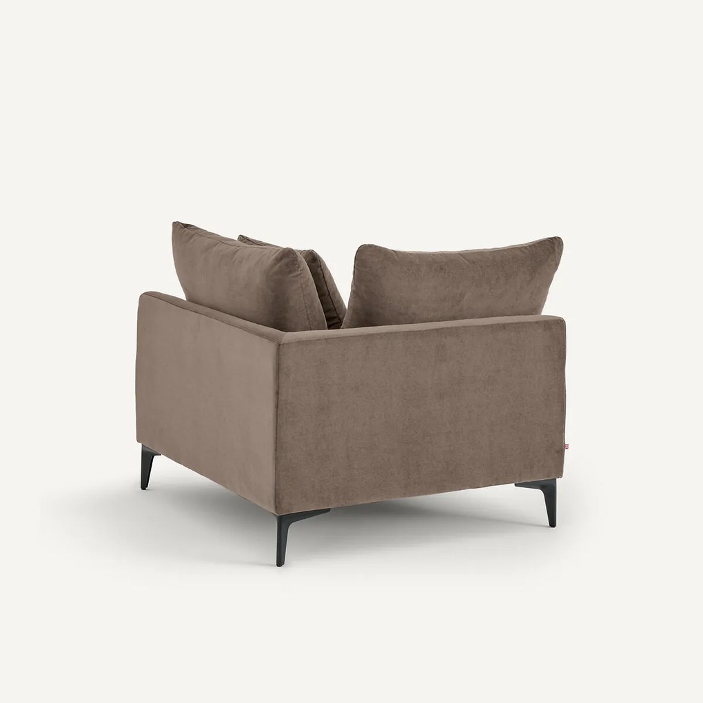 Hoekbank in stone-kleurig fluweel, MODERNISTE, ontwerp van Emmanuel Gallina