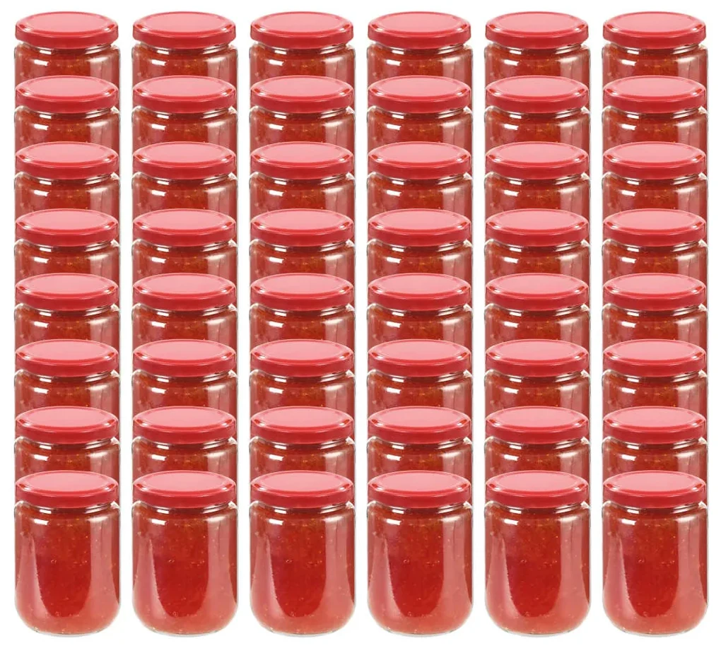vidaXL Jampotten met rode deksels 48 st 230 ml glas
