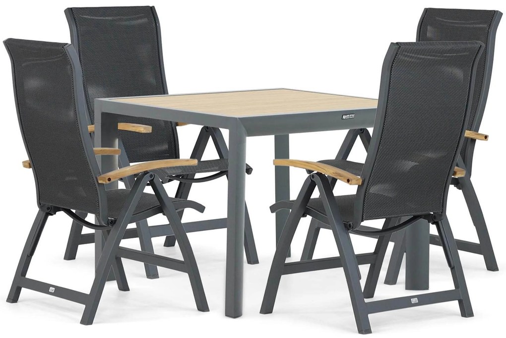 Tuinset 4 personen 100 cm Aluminium/textileen Grijs Presto Tarenta/Borello