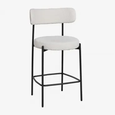 Hoge Kruk 65 Cm Met Gestoffeerde Rugleuning Anisa Zwart & Bouclé Wit - Sklum