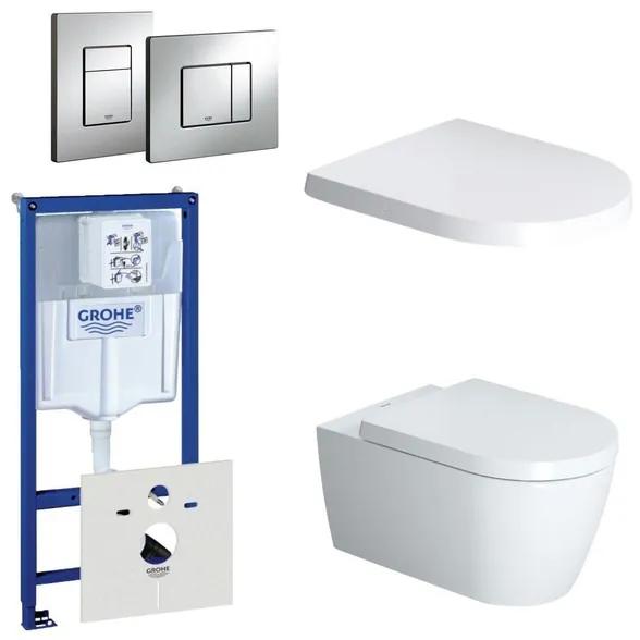 Duravit Starck Me Toiletset - inbouwreservoir - diepspoel - wandcloset - softclose - bedieningsplaat verticaal/horizontaal - chroom 0720001/0729205/0293433/0293435/