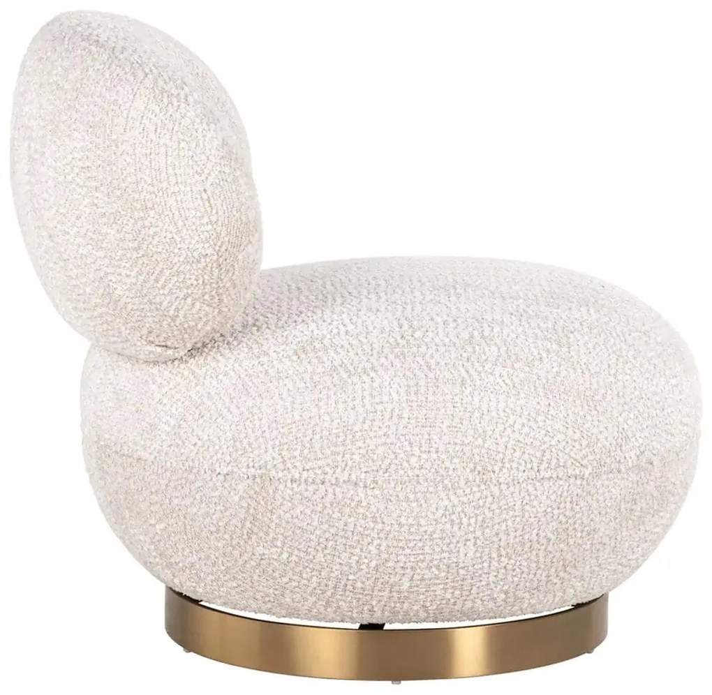 Richmond Interiors Jace Ronde Fauteuil Creme Met Goud Draaibaar