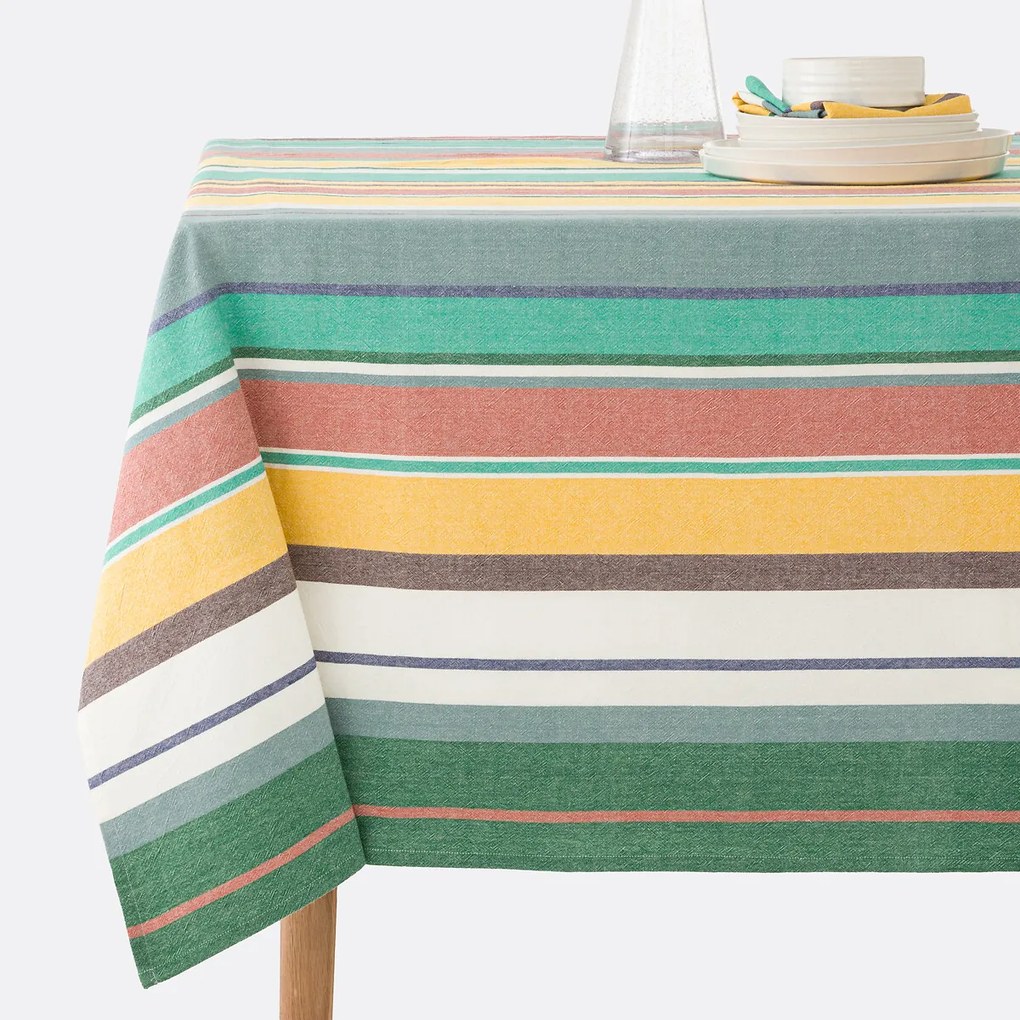 Tafelkleed met strepen van gewassen geweven katoen Antika