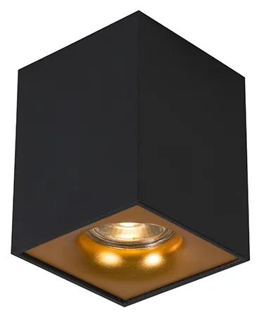 Moderne Spot / Opbouwspot / Plafondspot zwart met goud - Quba delux Design, Modern GU10 kubus / vierkant Binnenverlichting Lamp