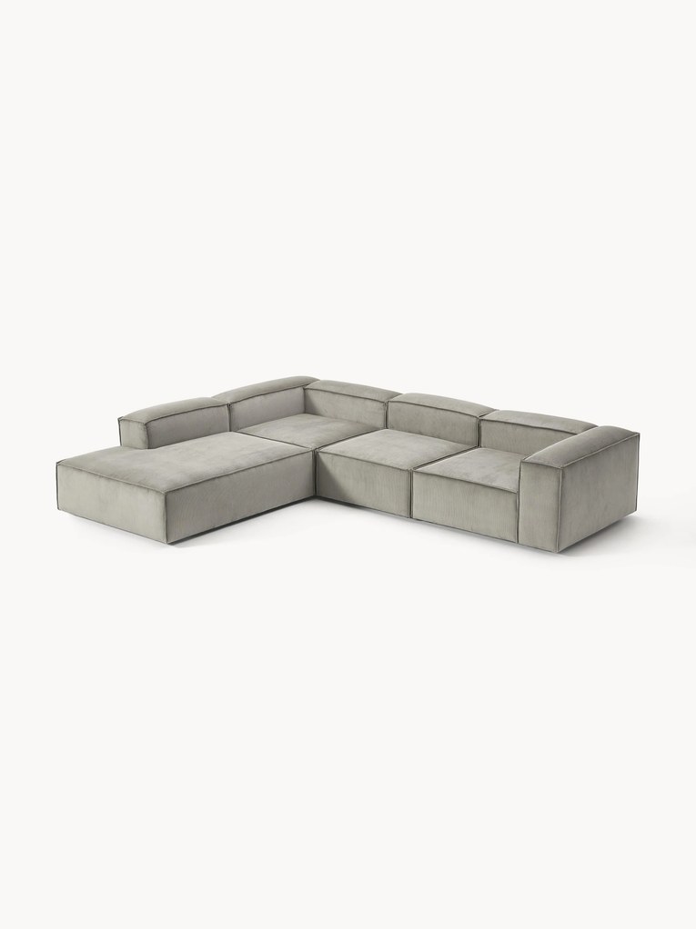 Modulaire ribfluwelen hoekbank Lennon (4-zits)