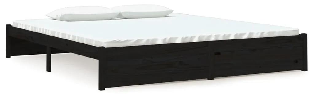 vidaXL Bedframe massief hout zwart 180x200 cm 6FT Super King