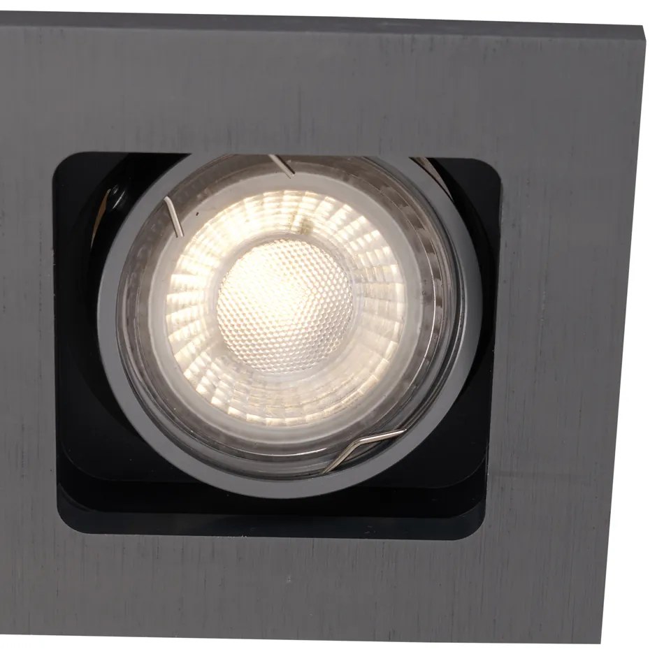 Set van 6 Moderne inbouwspot gunmetal GU10 50mm rond kantelbaar - Qure GU10 Binnenverlichting Lamp