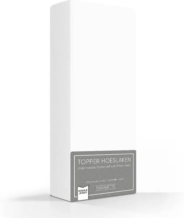 Romanette Luxe Dubbel Jersey Topper Hoeslaken - Wit 80/90/100 x 200/210/220 cm 80/90/100 x 200/210/220 cm