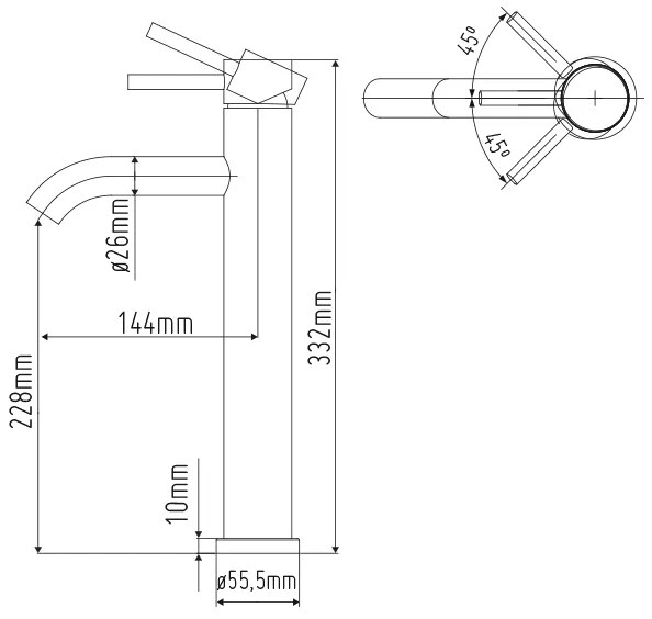 Sento RVS verhoogde wastafelkraan SW112