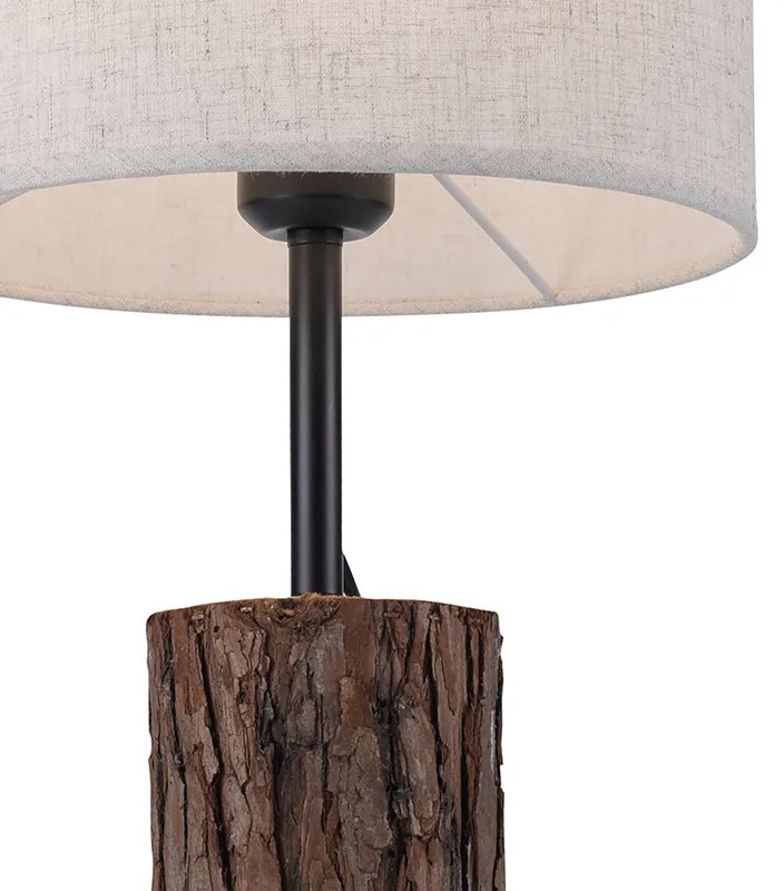 Landelijke tafellamp hout met witte kap - Oriana Landelijk E27 rond Binnenverlichting Lamp