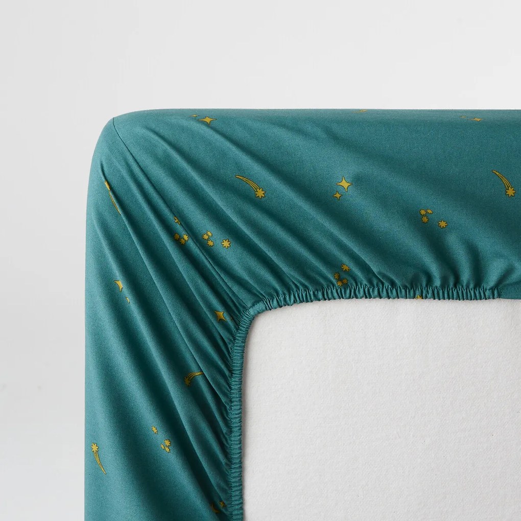 Hoeslaken voor kinderen, 30% gerecycled gewassen katoen, 25 cm kap, raketprint, EGOR