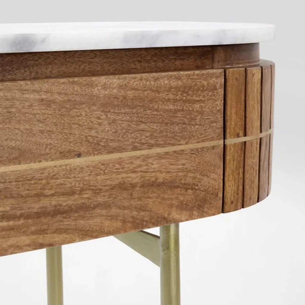 Sidetable Mangohout En Marmer - 100 X 30cm.