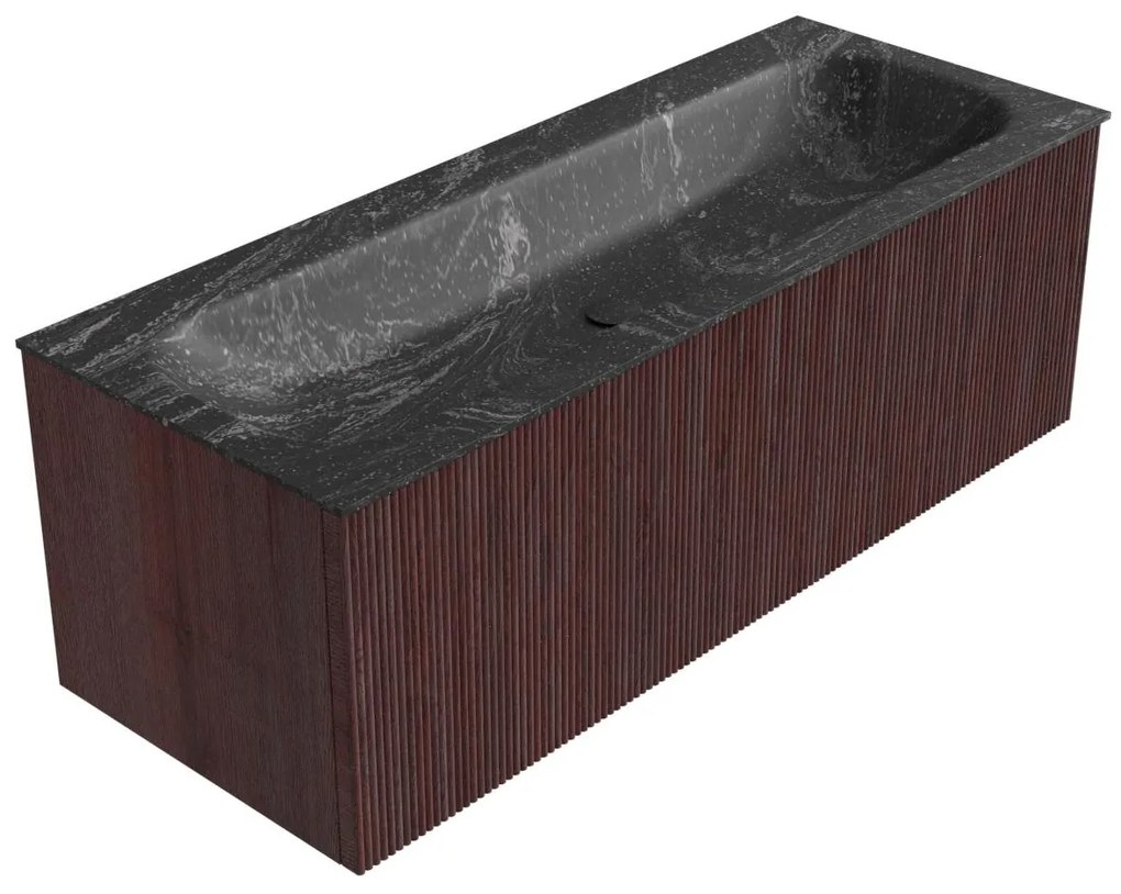Mondiaz Kurve-dlux 120cm badmeubel ruby met 1 lade en wastafel big large midden zonder kraangat lava