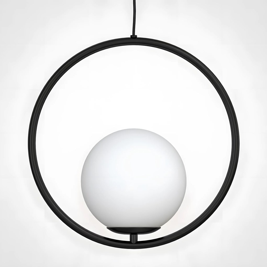 Plafondlamp Hangende Glazen Bol Wit Goud G110-1W BLACK WHITE
