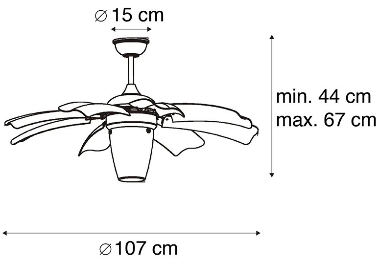 Plafondventilator met lamp zwart met afstandsbediening - Wings 42 Modern E27 rond Binnenverlichting Lamp