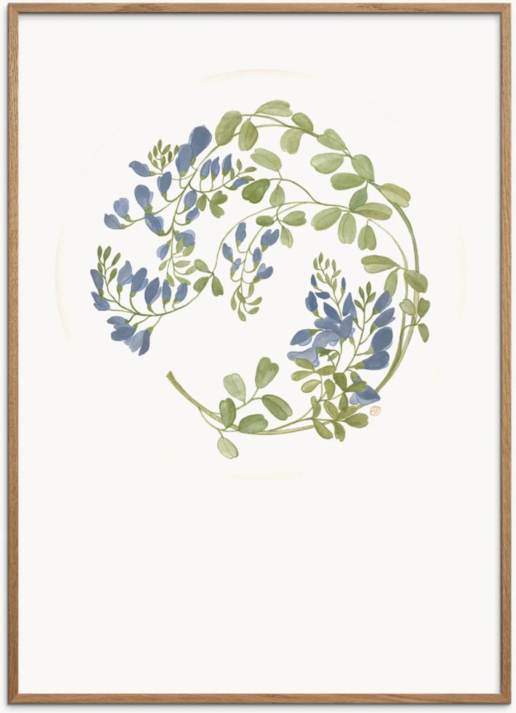 Ingelijste poster Blue Climber van eikenhout