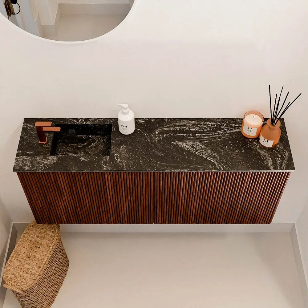 Mondiaz Joya DLux 100cm toiletmeubel ruby met wastafel faye links 1 kraangat lava