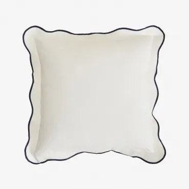 Vierkant Kussen 45x45 Cm Van Katoen Kovey Marine Blauw - Wit - Sklum