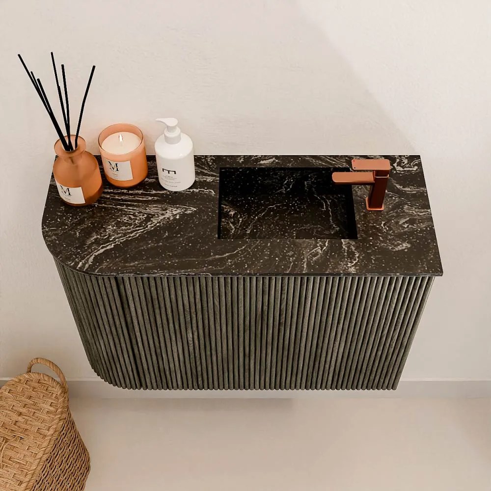 Mondiaz Joya DLux 60cm toiletmeubel ronding links shadow met wastafel faye rechts 1 kraangat lava