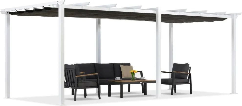 Barbados terraspergola 3x6 m Garden Point wit-antraciet