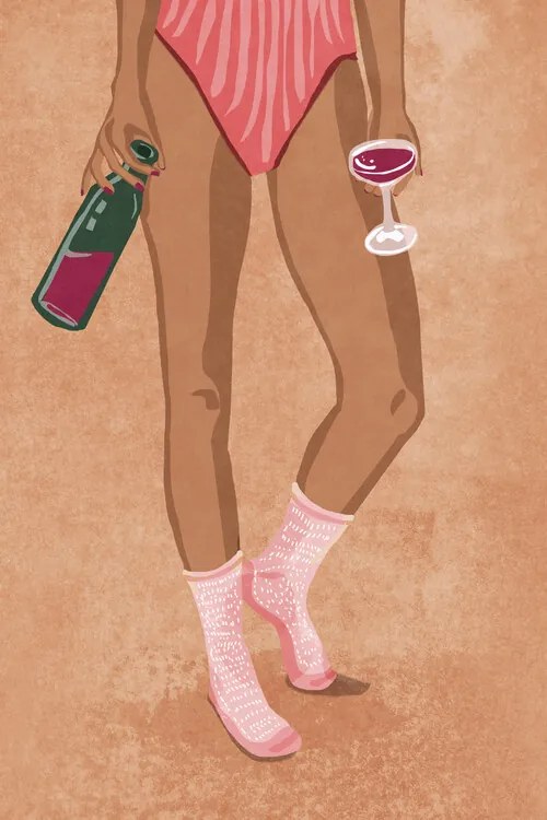 Ilustratie Wine and socks, Raissa Oltmanns